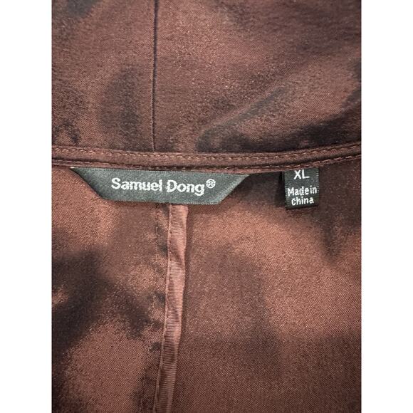 Ruffle Front Blouse Long Sleeve Bronze Button Down Secretary Career Top - Picture 4 of 6